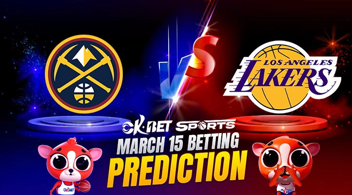 a logo of two nba teams Denver Nuggets vs Los Angeles Lakers